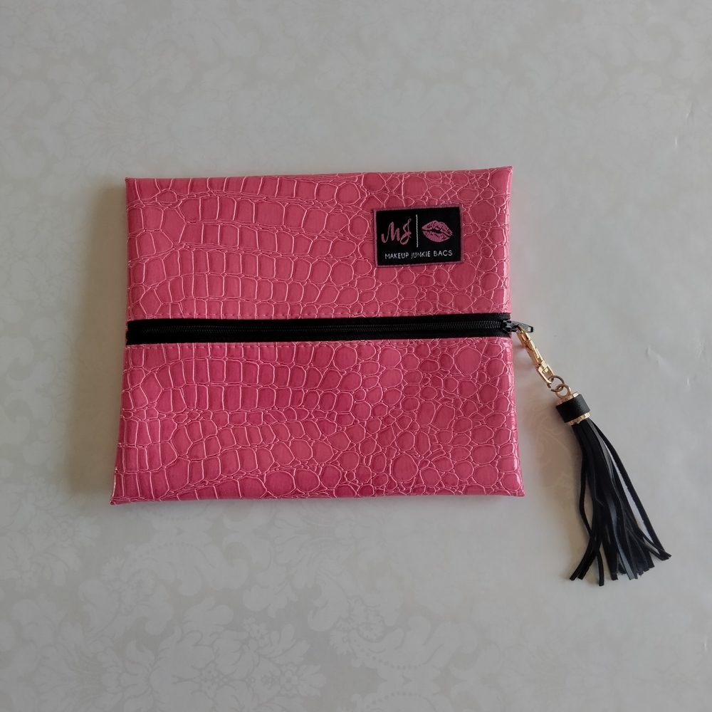 NWOT Pink Makeup Junkie Bag with Black Tassel